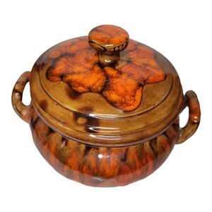Vintage Ceramic Lidded Pot with Handles